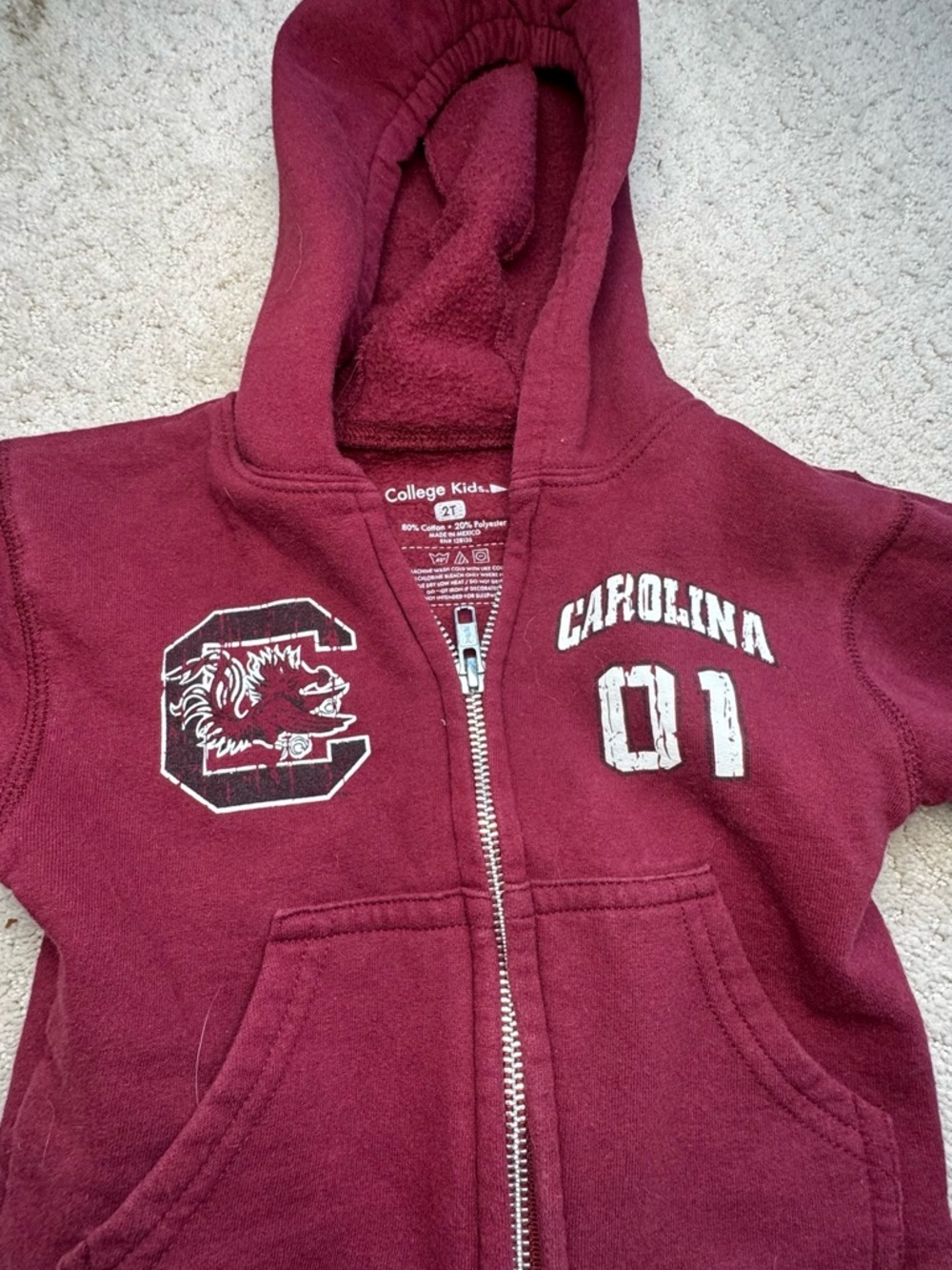 University South Carolina Toddler Zip-Up Hoodie - 2T - Picture 2 of 6